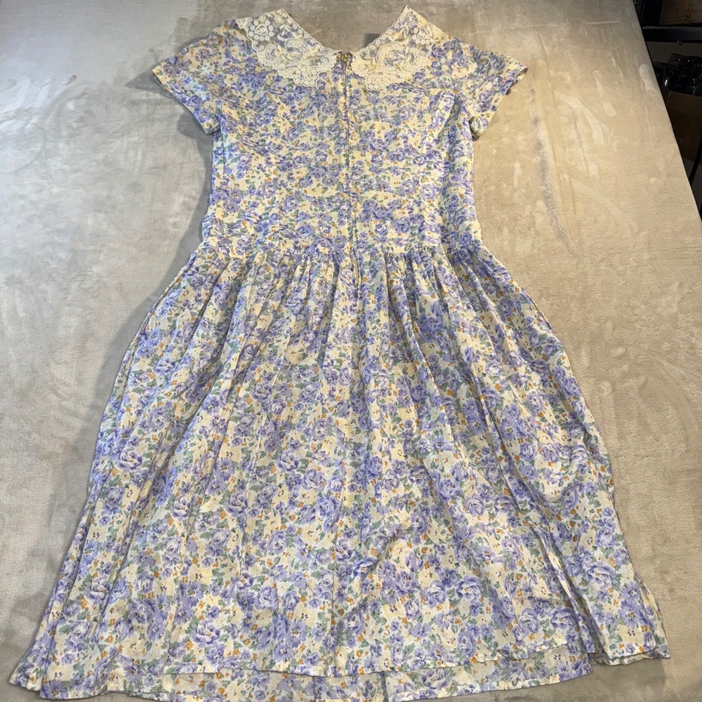 Donna Morgan Non Stop Vintage Floral Cotton Lace Midi Dress 13/14 Cottagecore - Picture 6 of 8